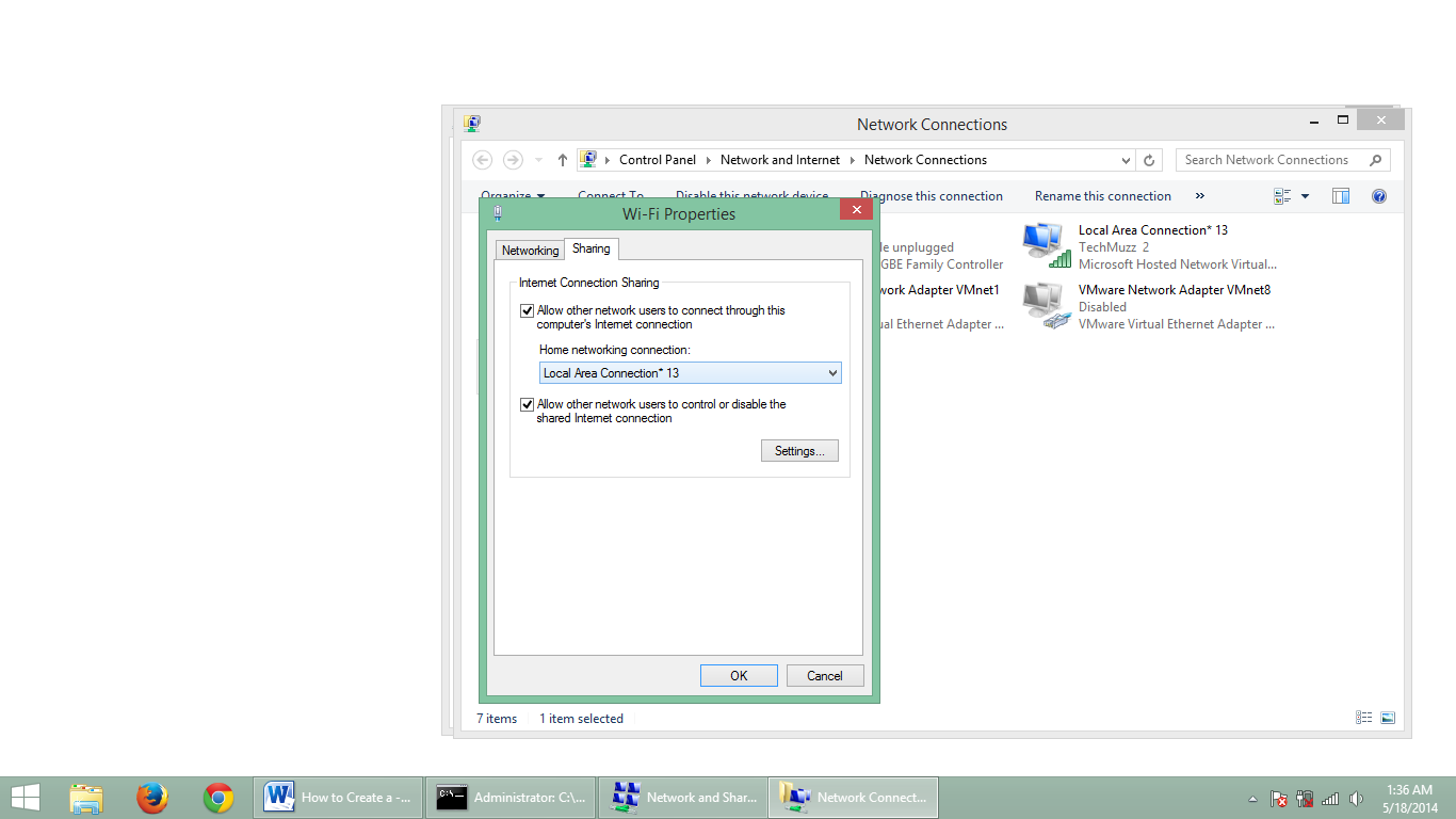 step 5.2 how to create adhoc network in windows 8.1