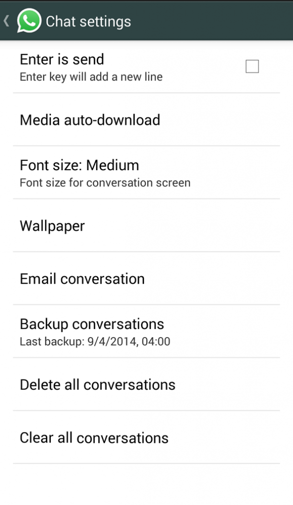 chat settings windows in whatsapp