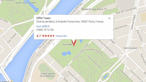 Eifel tower in map