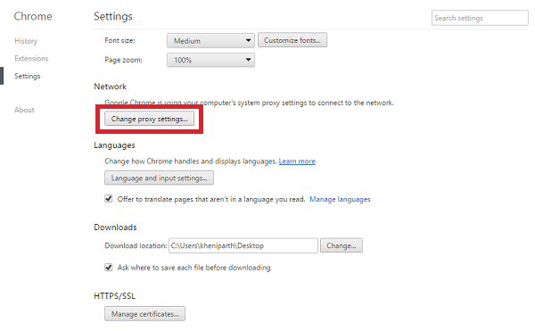 click change proxy setting