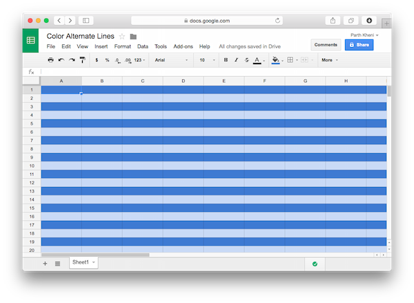 How to Color Alternate Rows In Google Sheet