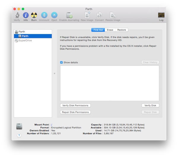 select hard drive in disk utility