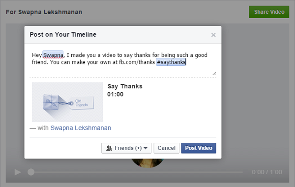 How To Make Say Thanks Video In Facebook