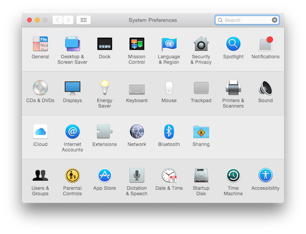 system preferences in mac
