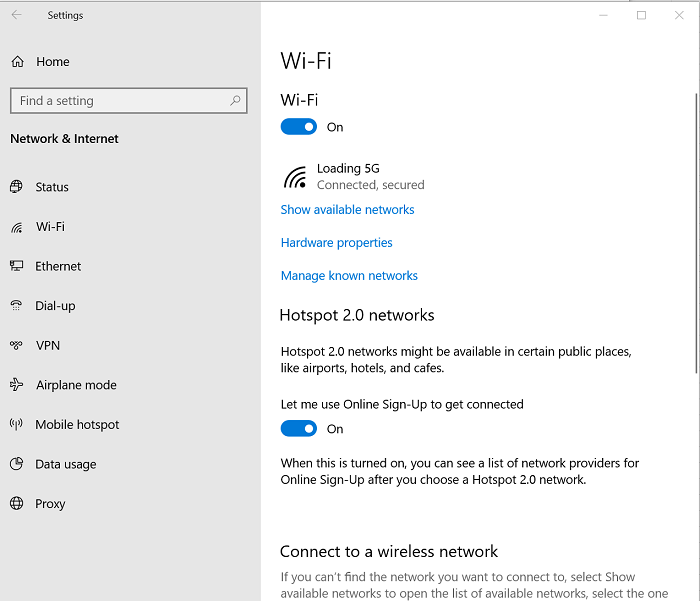 windows 10 wifi options