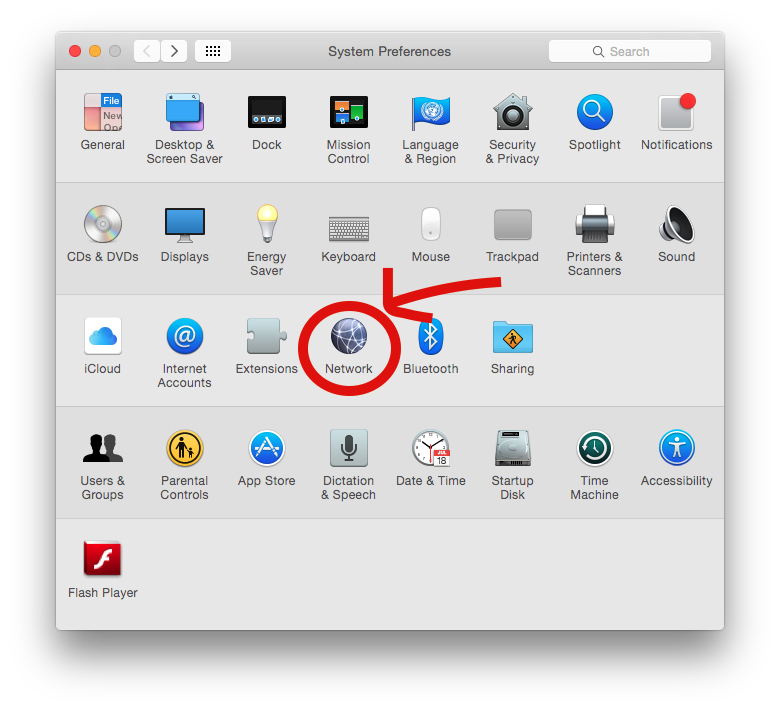 Open Network in System Preferences