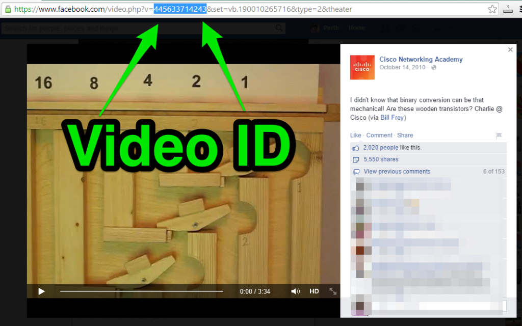 find video id of video on facebook