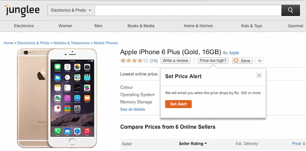 Set Price Alerts On Junglee To Get Alerts When Price Drops
