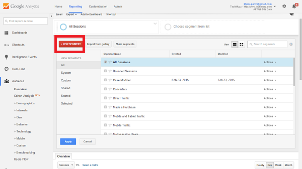 new segment in google analytics