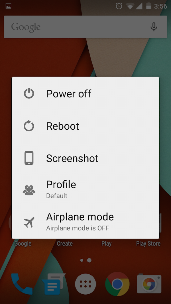 screenshot option in power menu in lollipop