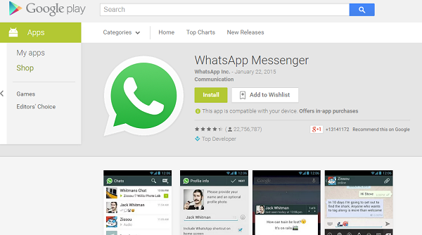 Whatsapp on Playstore