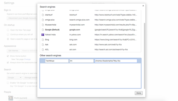 add custom search engine in chrome browser