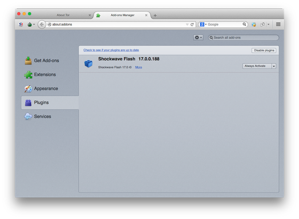 Flash Player Enabled In Tor Browser