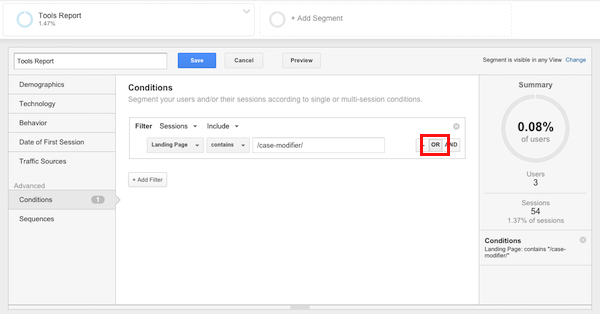 Or Button Add Segment In Analytics