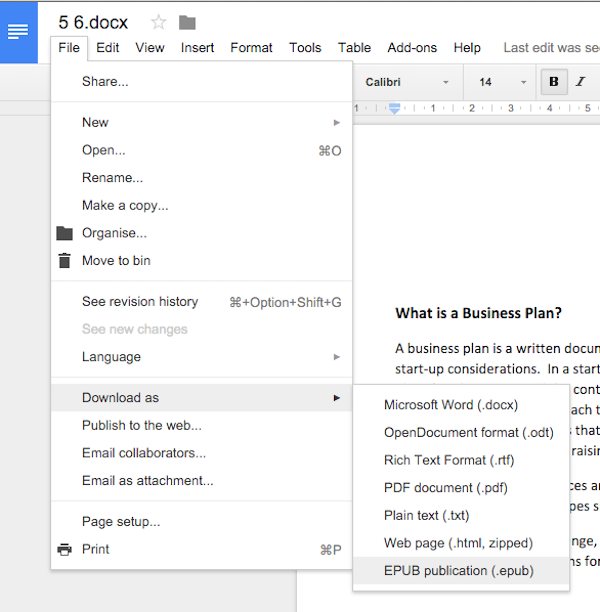 Create eBooks With Google Docs