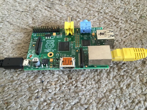 Raspberry Pi with Ethernet cable