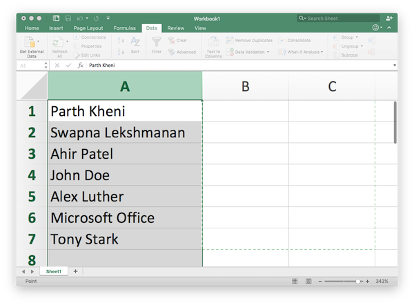 select destination cells for text to columns wizard