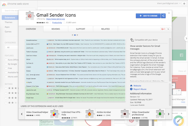 Google Sender Icon download page