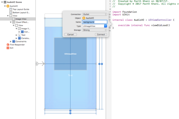 create outlets xcode