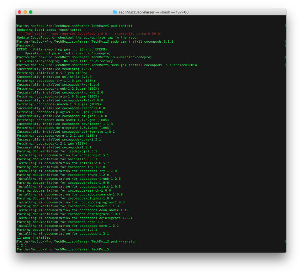 Install CocoaPods In Mac With EPERM Operation Not Permitted Error TechMuzz