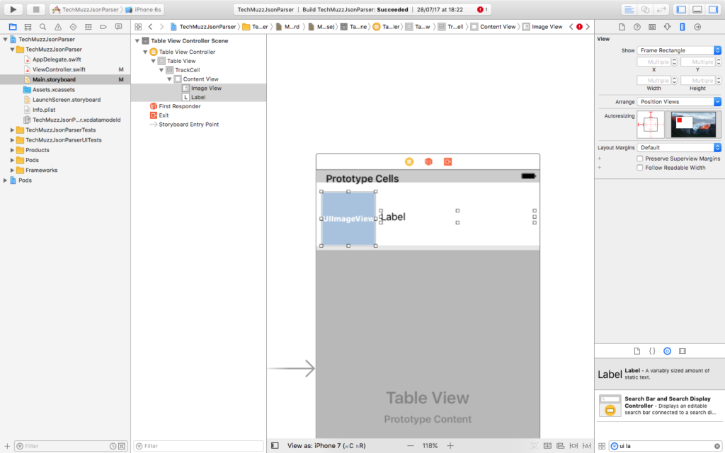 add imageview and label into tableview cell