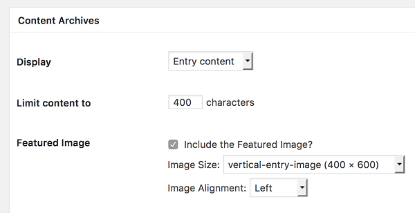 Genesis Content Archives settings