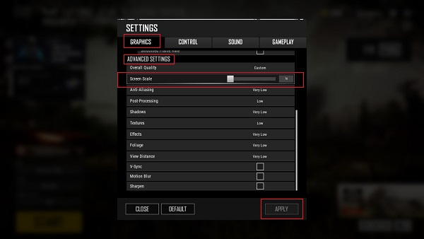 pubg pc screen scale advanced settings in graphics tab