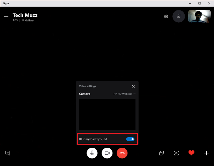 Blur my background in Skype video call