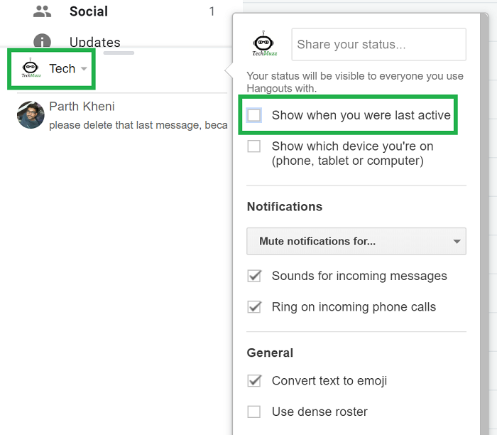 how to turn off email notifications on hangouts